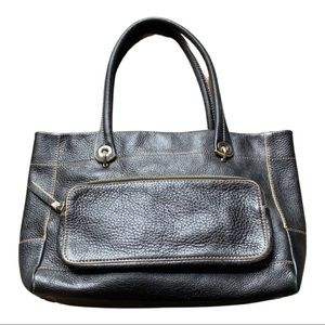 MONSAC Black Pebble Leather Tote Shoulder Hand Bag